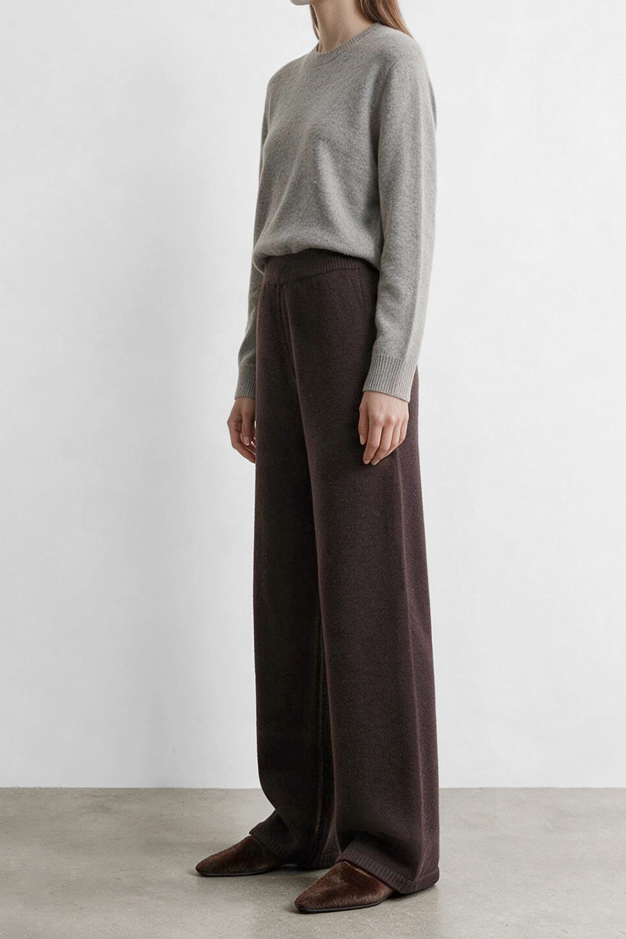 Knit Wide-Leg Casual Pants|AMII