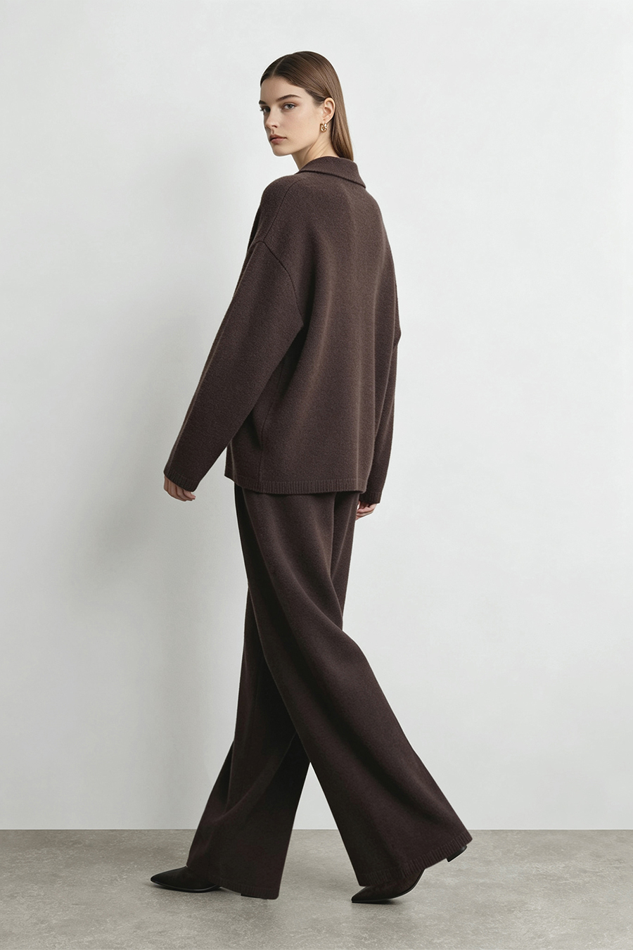 Knit Wide-Leg Casual Pants|AMII