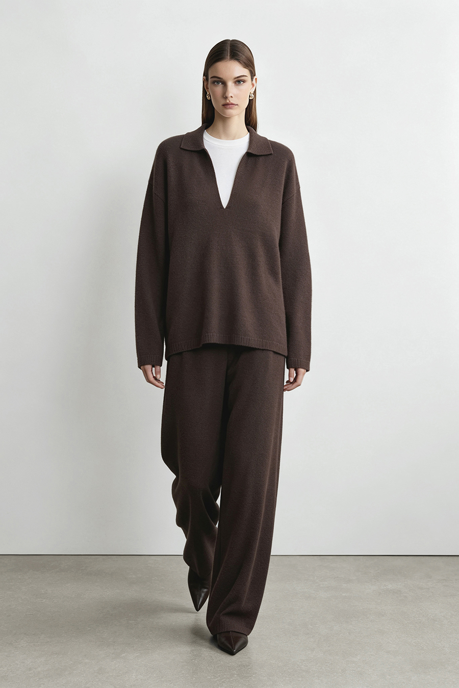 Knit Wide-Leg Casual Pants|AMII
