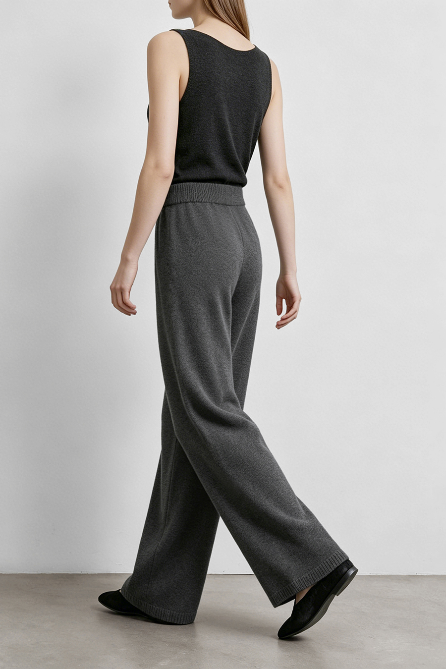 Knit Wide-Leg Casual Pants|AMII