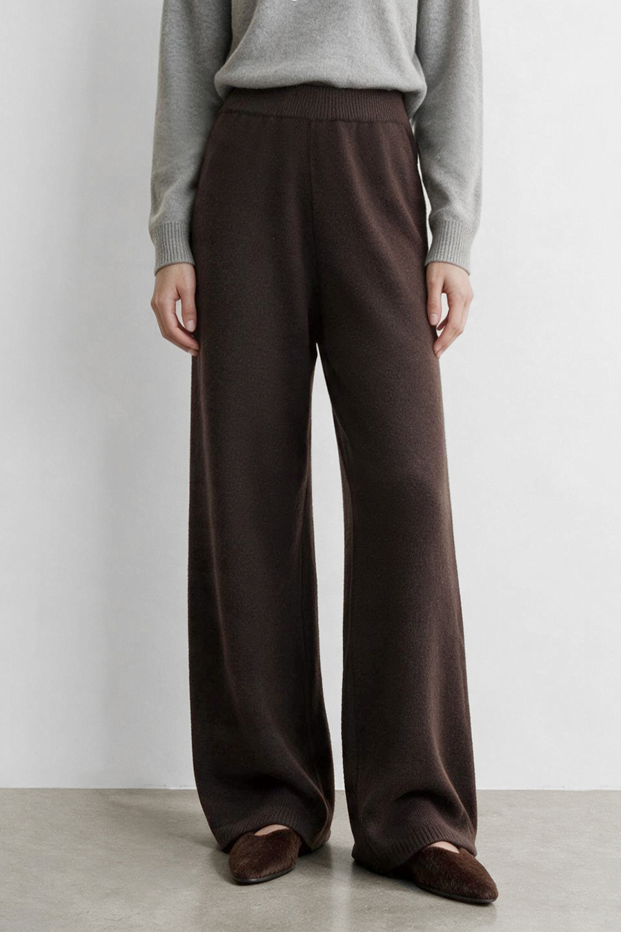 Knit Wide-Leg Casual Pants|AMII
