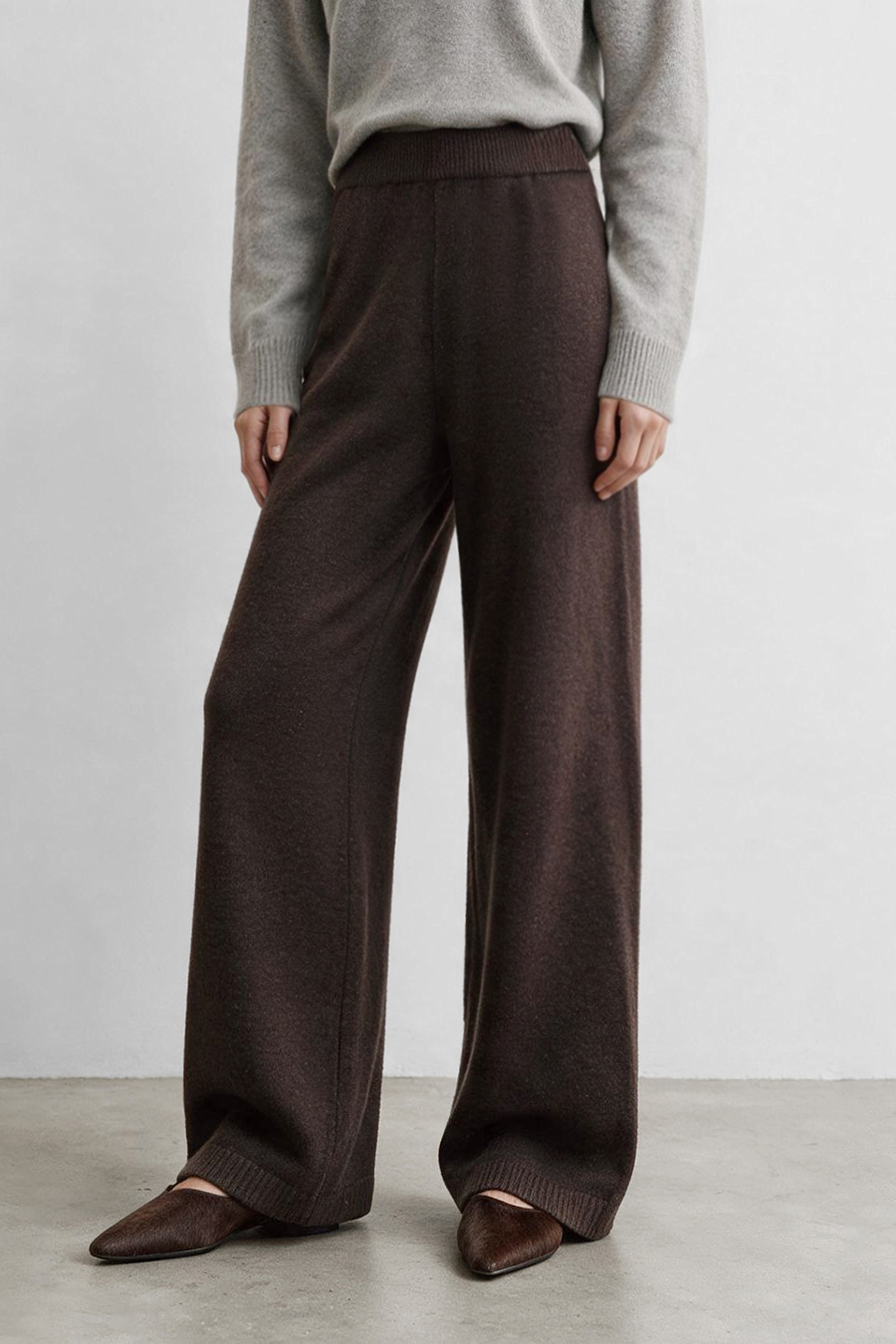 Knit Wide-Leg Casual Pants|AMII