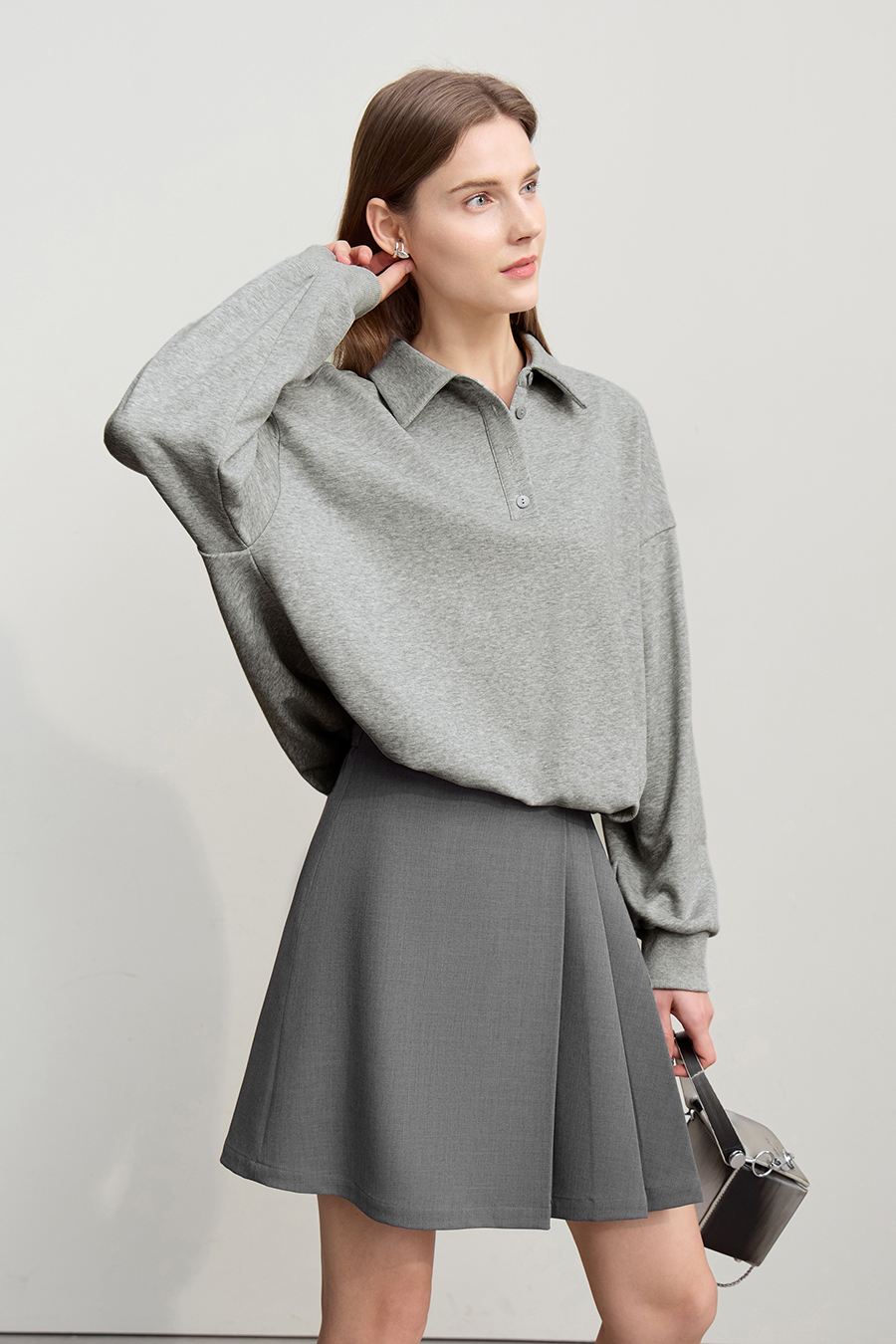 Drop Shoulder Batwing Sleeve Cotton Sweatshirt