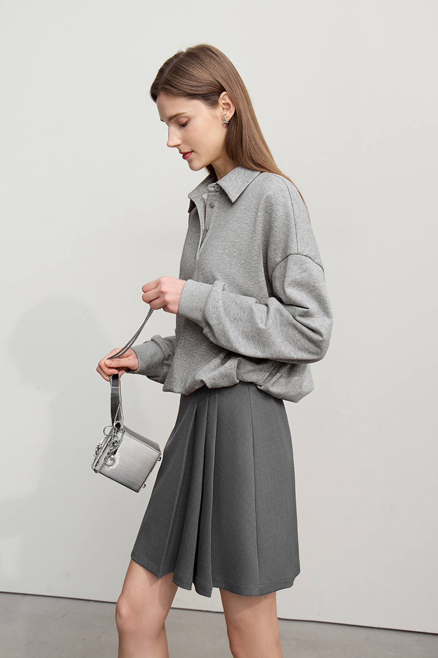 Drop Shoulder Batwing Sleeve Cotton Sweatshirt