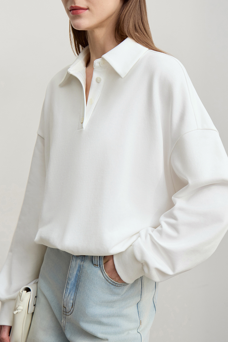 Drop Shoulder Batwing Sleeve Cotton Sweatshirt