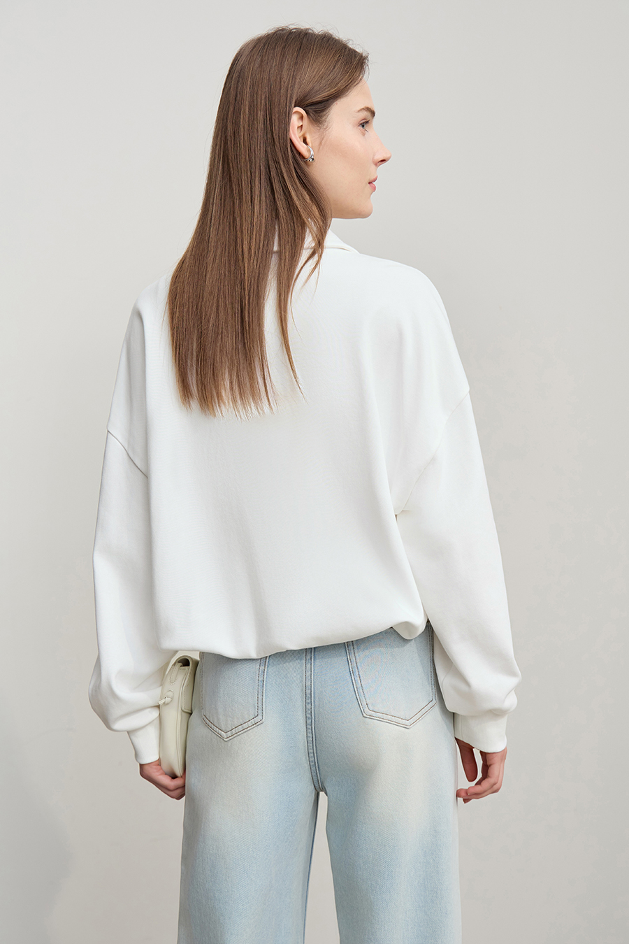 Drop Shoulder Batwing Sleeve Cotton Sweatshirt