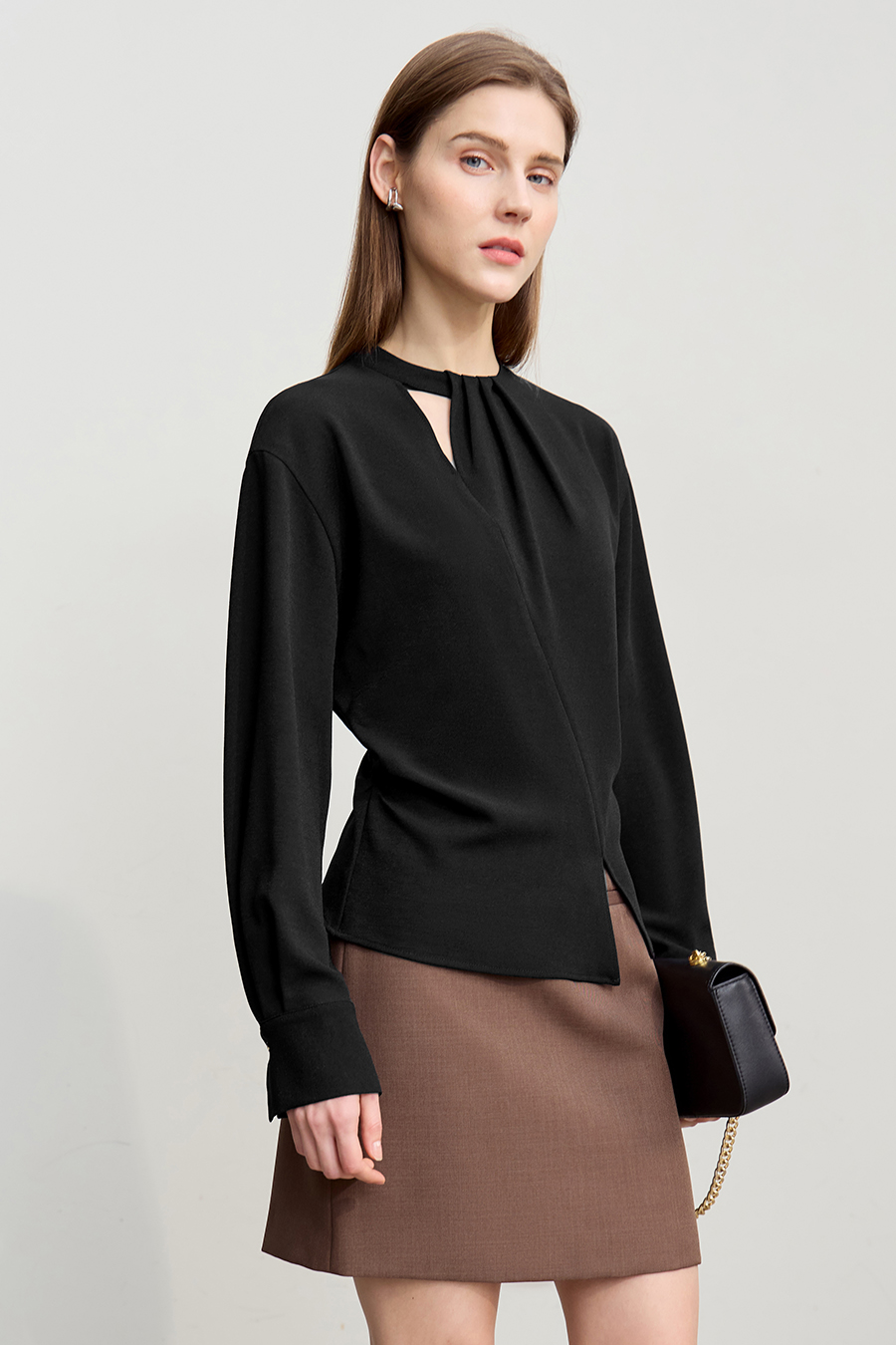 Asymmetric Slit Chiffon Top