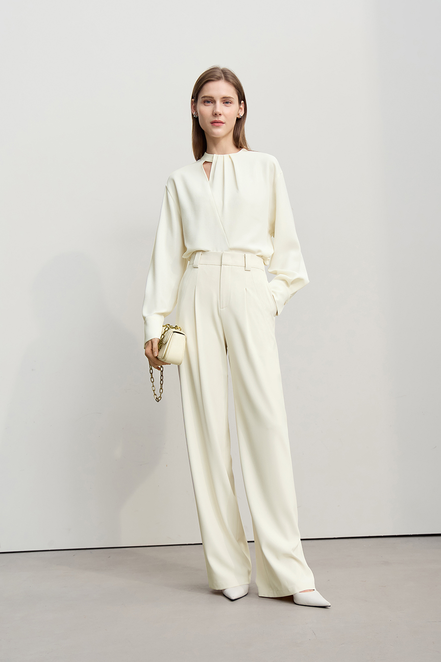 Asymmetric Slit Chiffon Top