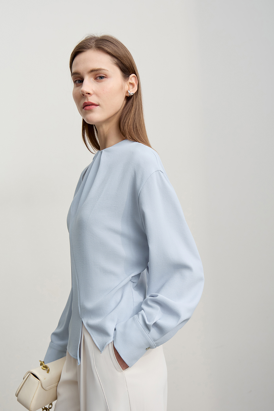 Asymmetric Slit Chiffon Top