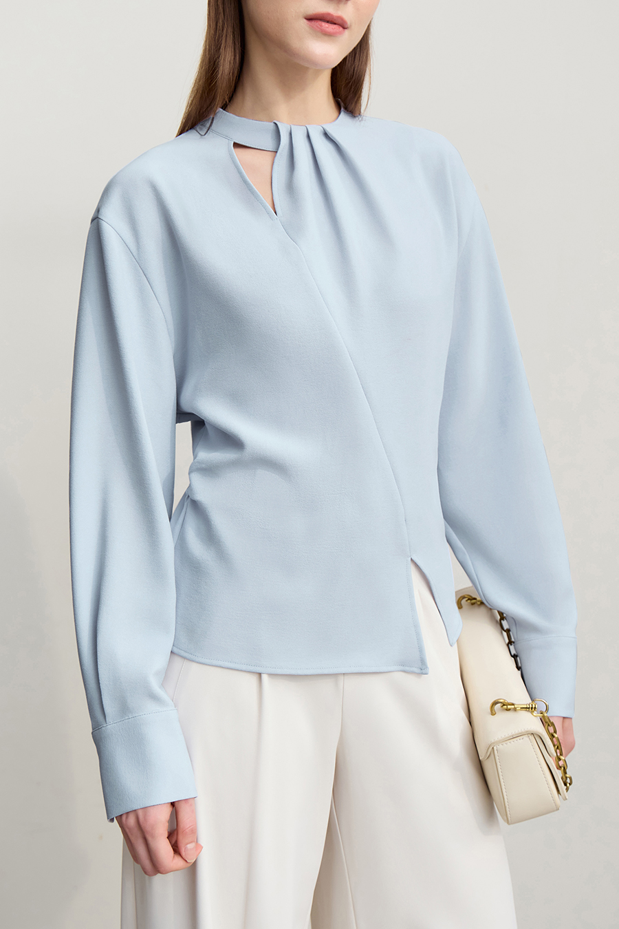 Asymmetric Slit Chiffon Top