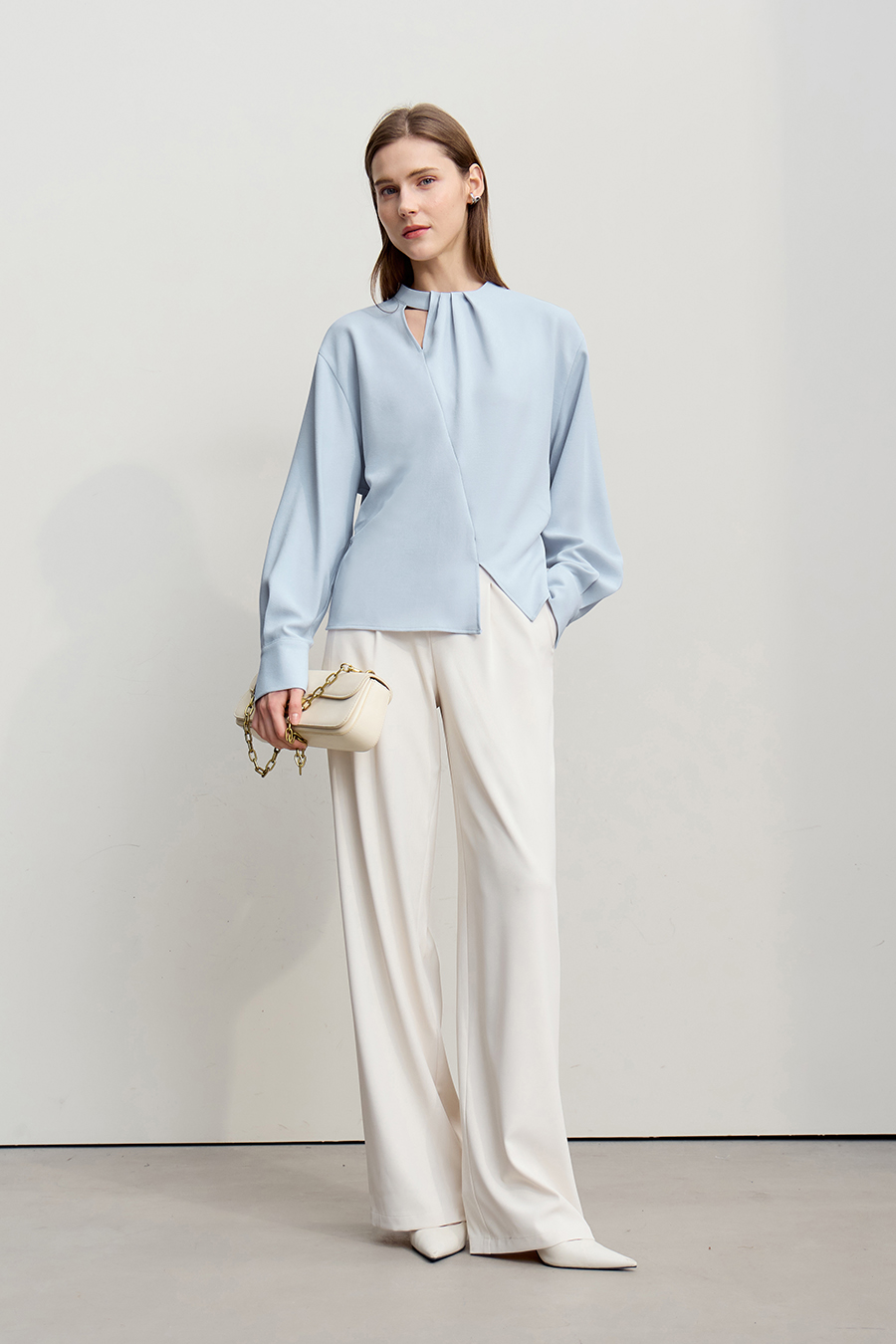 Asymmetric Slit Chiffon Top