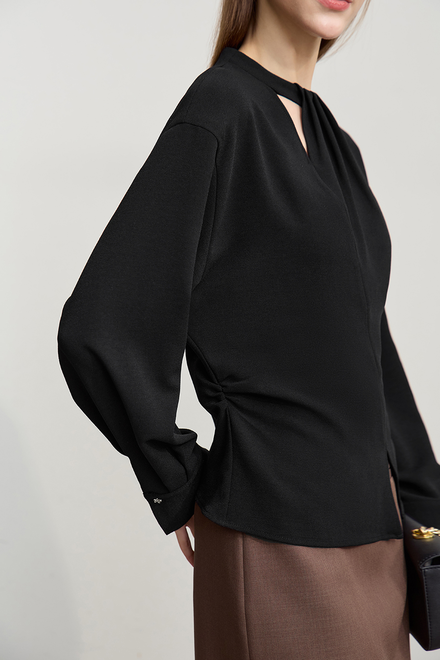 Asymmetric Slit Chiffon Top