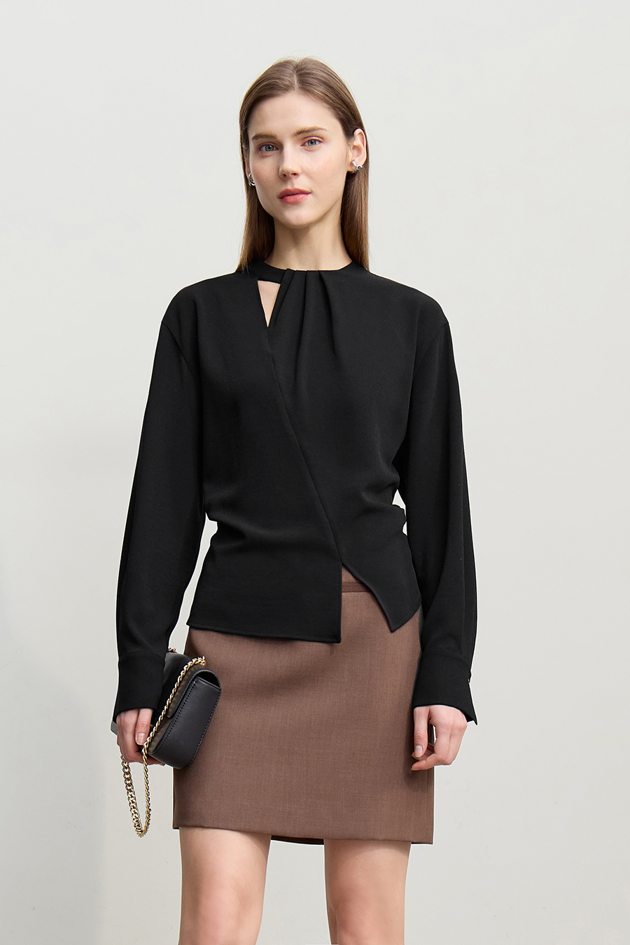 Asymmetric Slit Chiffon Top