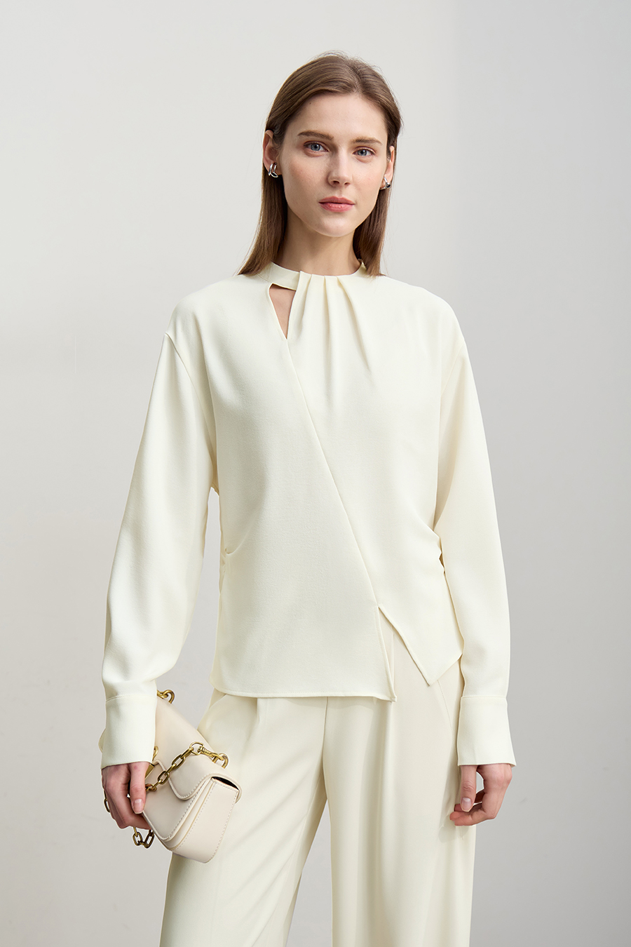 Asymmetric Slit Chiffon Top