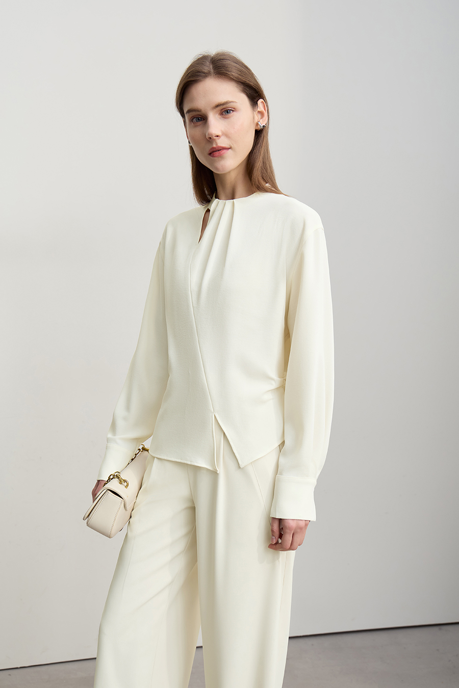 Asymmetric Slit Chiffon Top