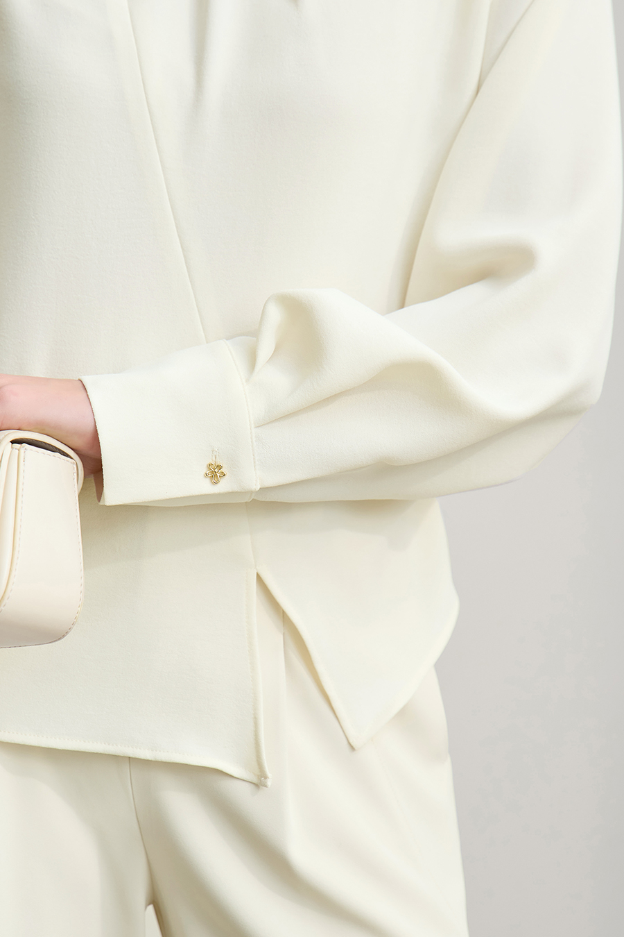 Asymmetric Slit Chiffon Top