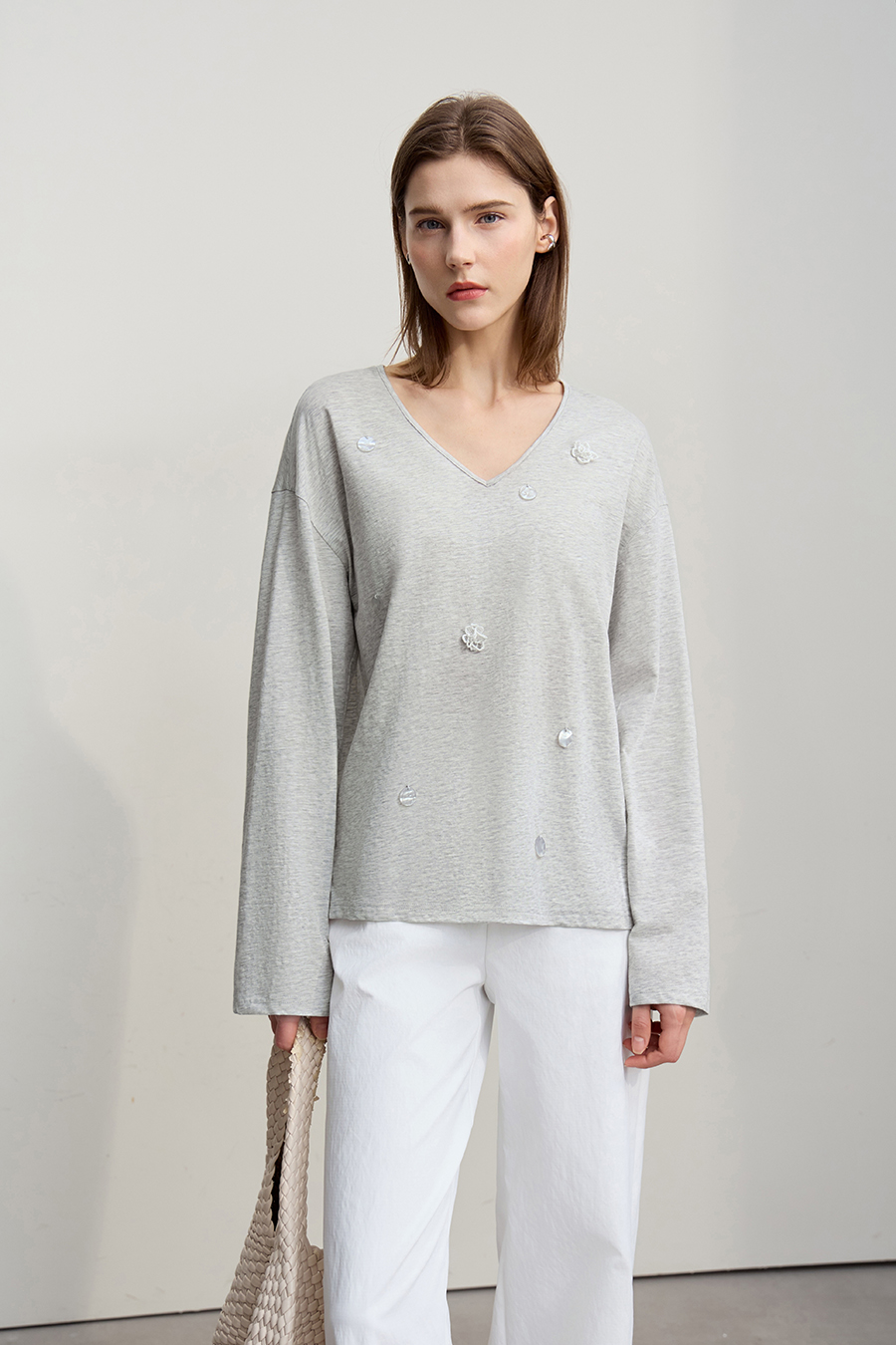 Sequin Embellished Cotton T-shirt