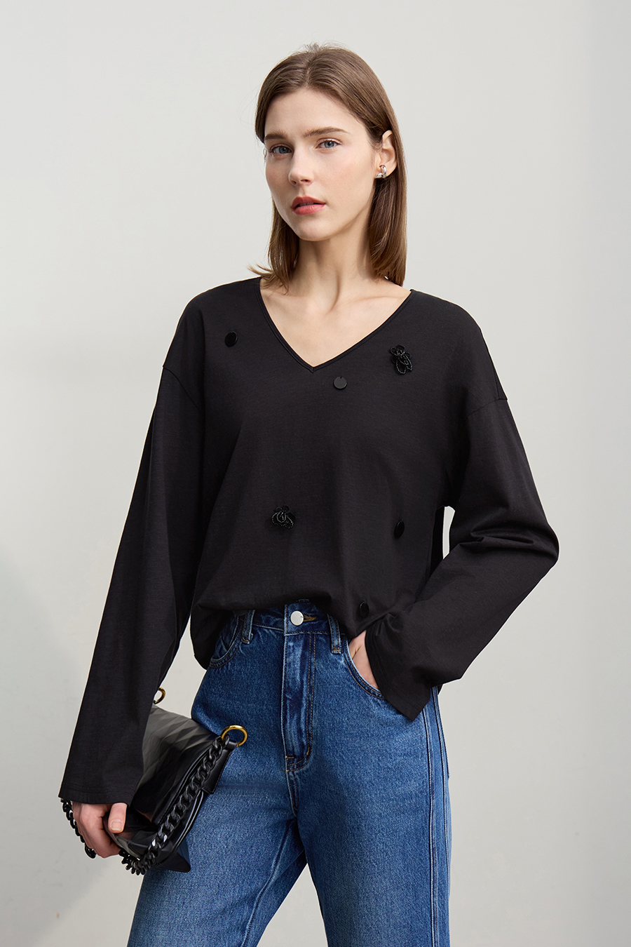 Sequin Embellished Cotton T-shirt