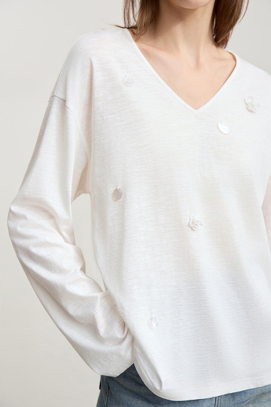 Sequin Embellished Cotton T-shirt
