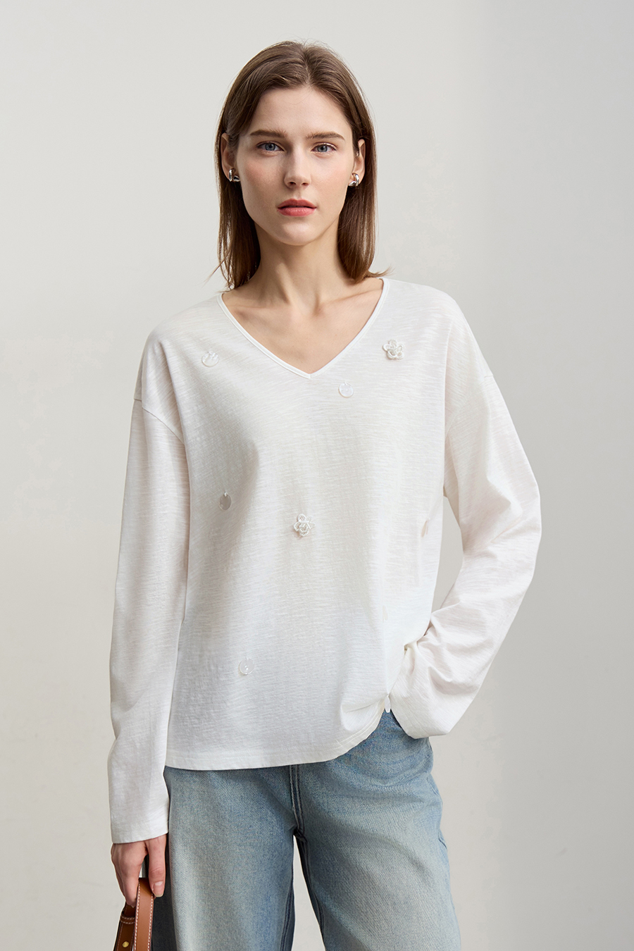 Sequin Embellished Cotton T-shirt