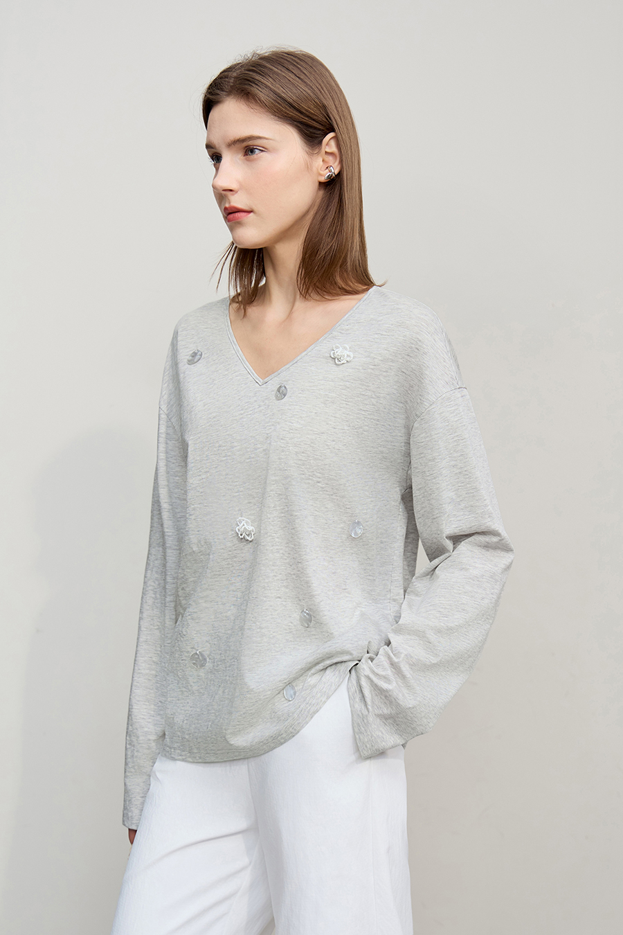 Sequin Embellished Cotton T-shirt