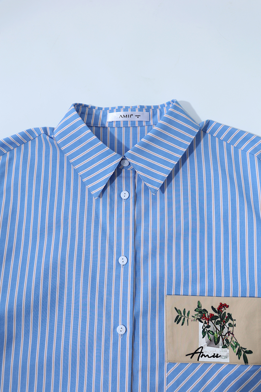 Printed Embroidered Striped Shirt