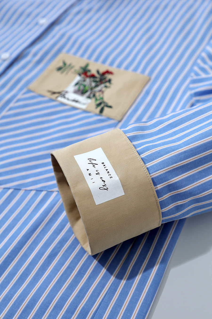 Printed Embroidered Striped Shirt