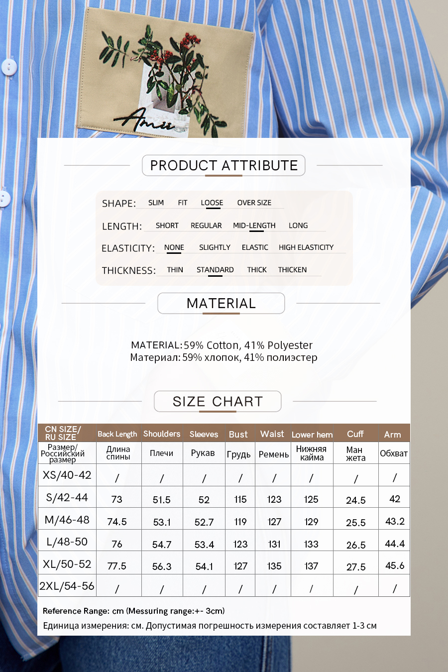 Printed Embroidered Striped Shirt