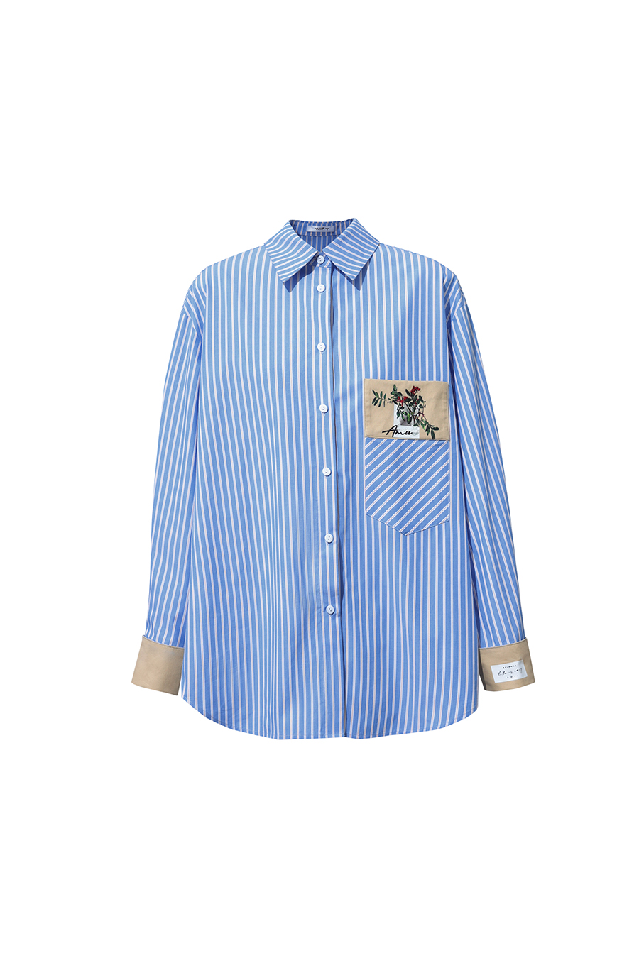 Printed Embroidered Striped Shirt