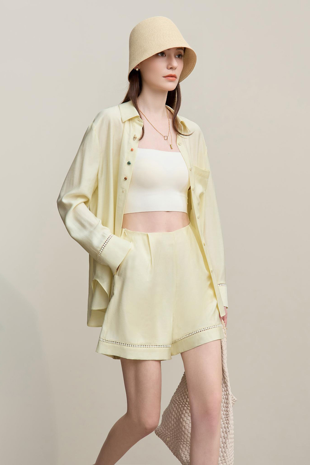 Contrast Button Loose Shirt
