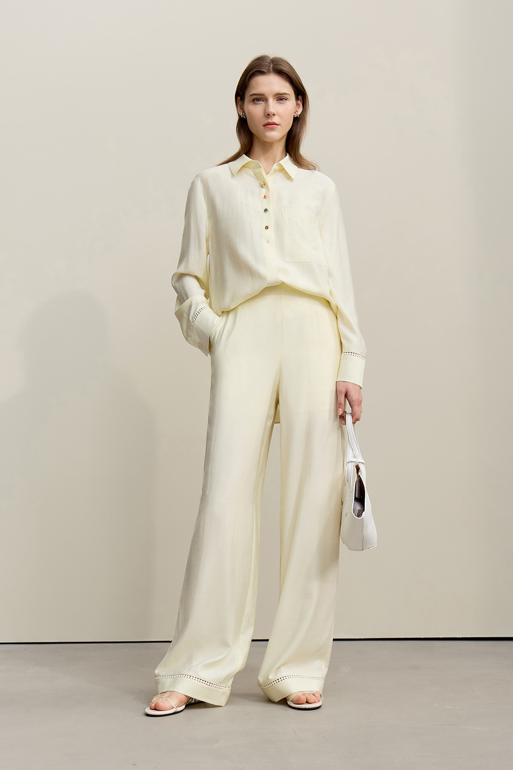 Contrast Button Loose Shirt