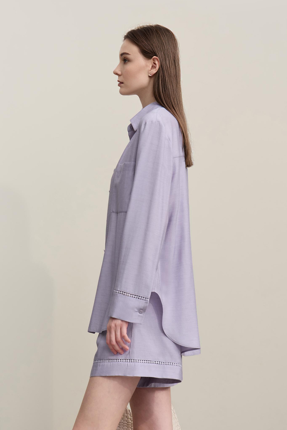 Contrast Button Loose Shirt