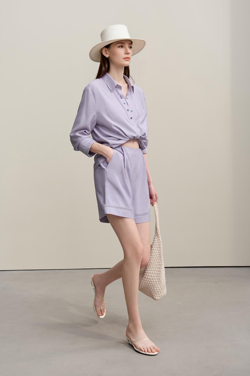 Contrast Button Loose Shirt