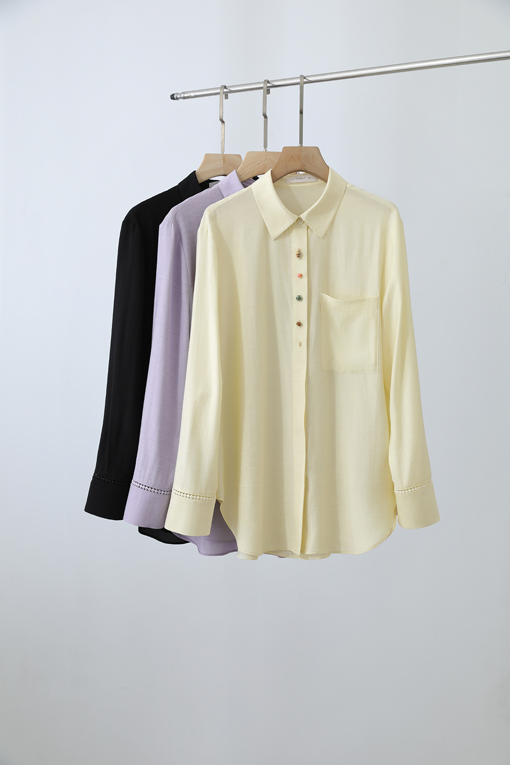 Contrast Button Loose Shirt