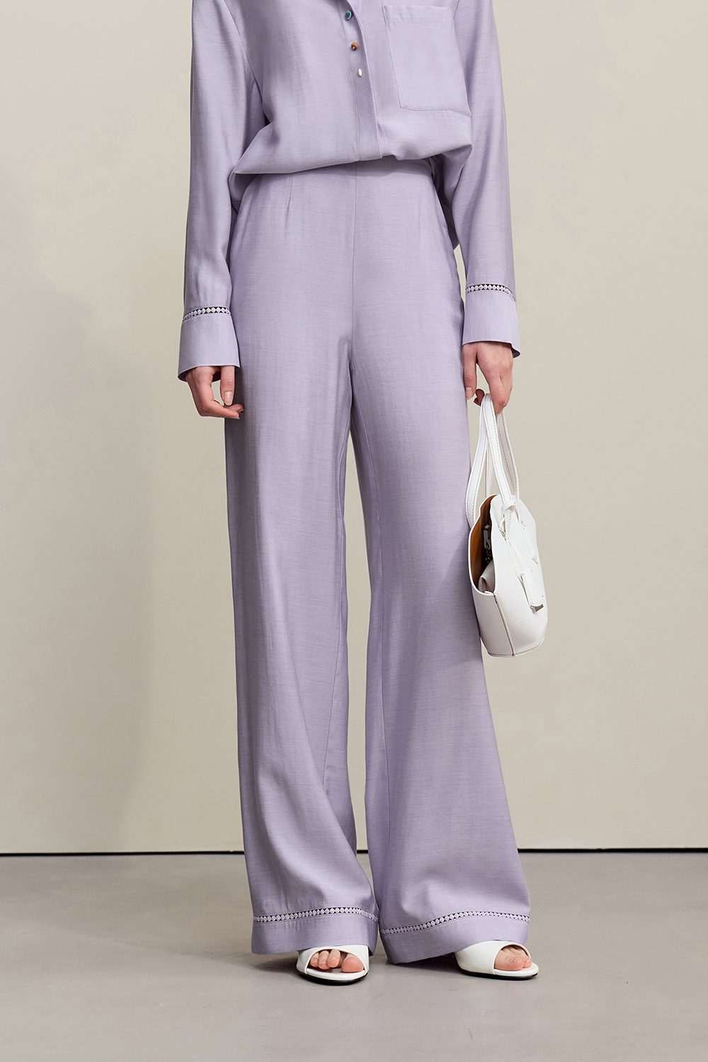 Lace Spliced Casual Pants