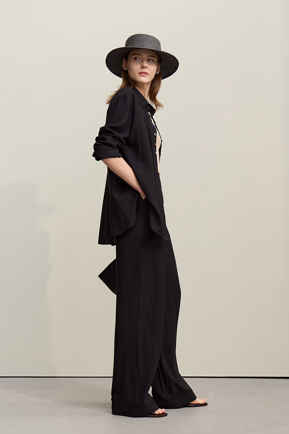Lace Spliced Casual Pants