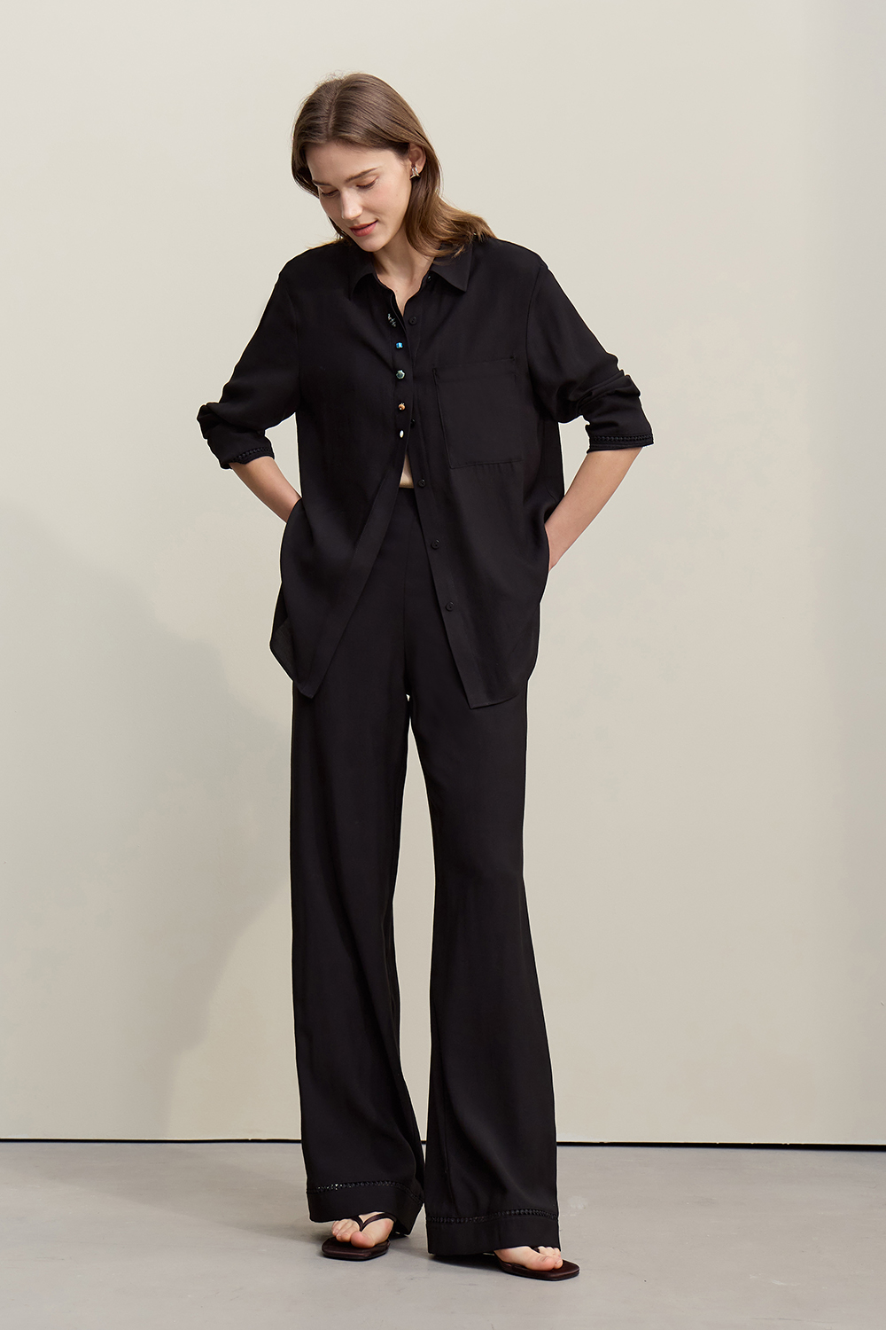 Lace Spliced Casual Pants