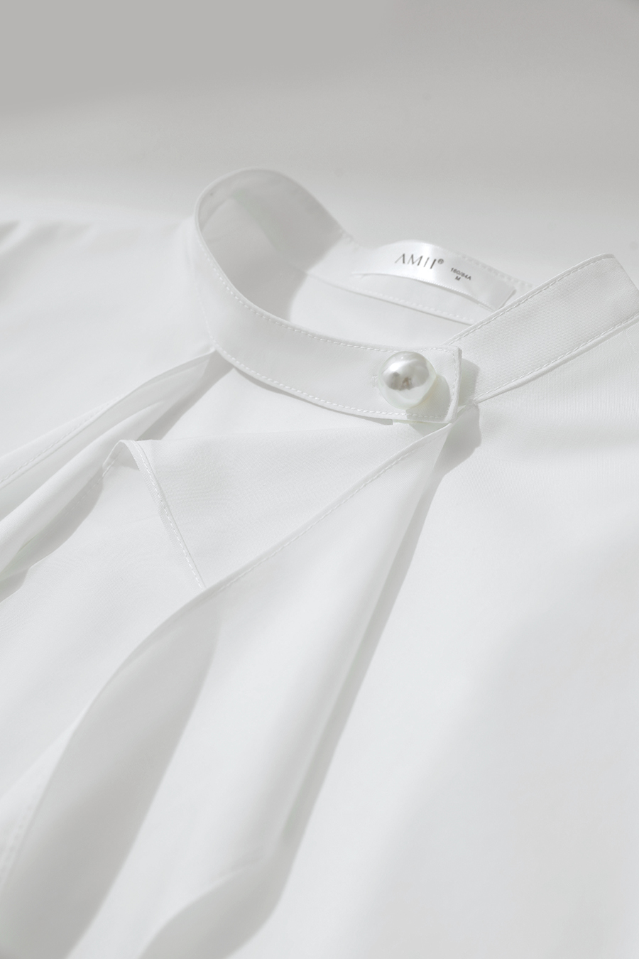 Beaded Ribbon Stand Collar Shirt|AMII-AMII.com