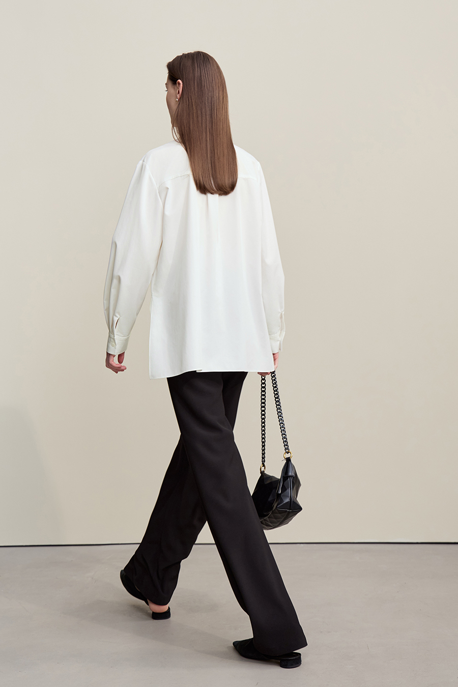 Beaded Ribbon Stand Collar Shirt|AMII-AMII.com