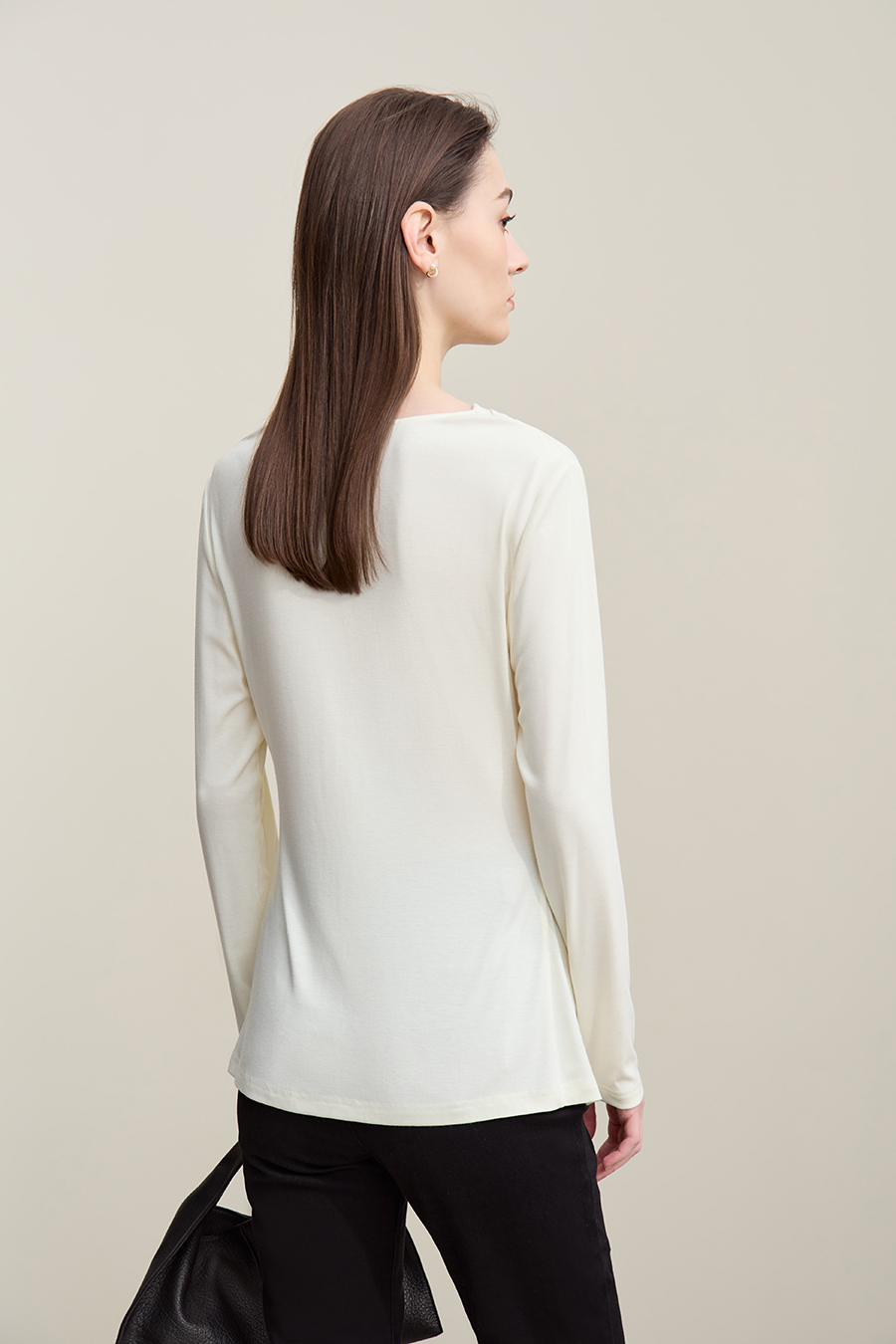 Versatile Cowl Neck Long Sleeve T-Shirt