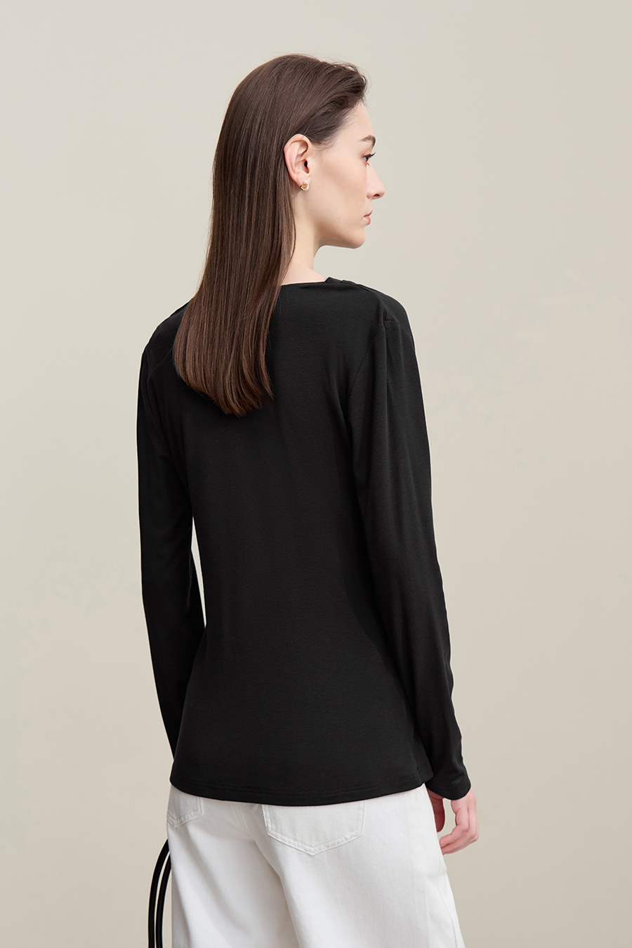 Versatile Cowl Neck Long Sleeve T-Shirt