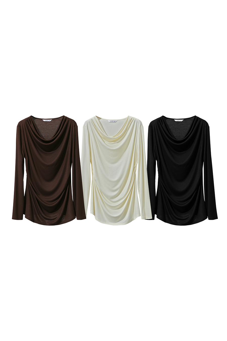 Versatile Cowl Neck Long Sleeve T-Shirt