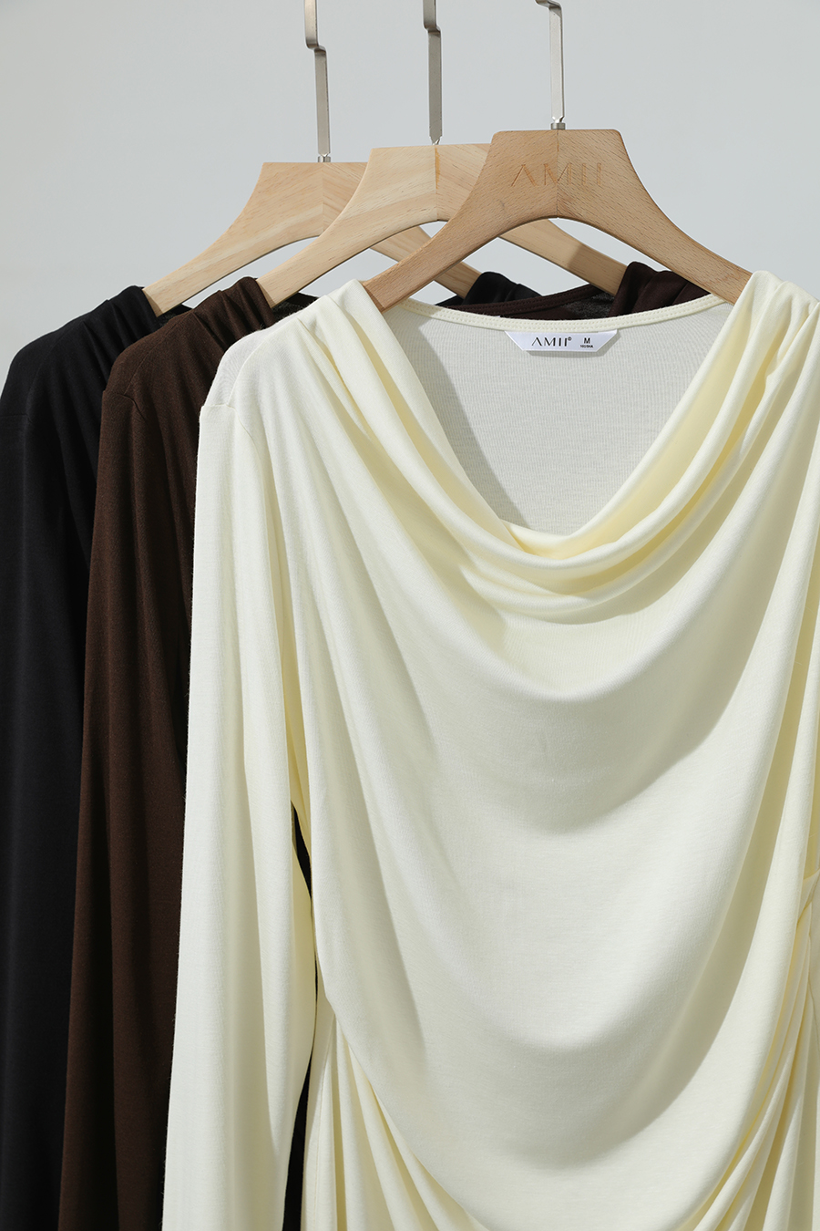 Versatile Cowl Neck Long Sleeve T-Shirt