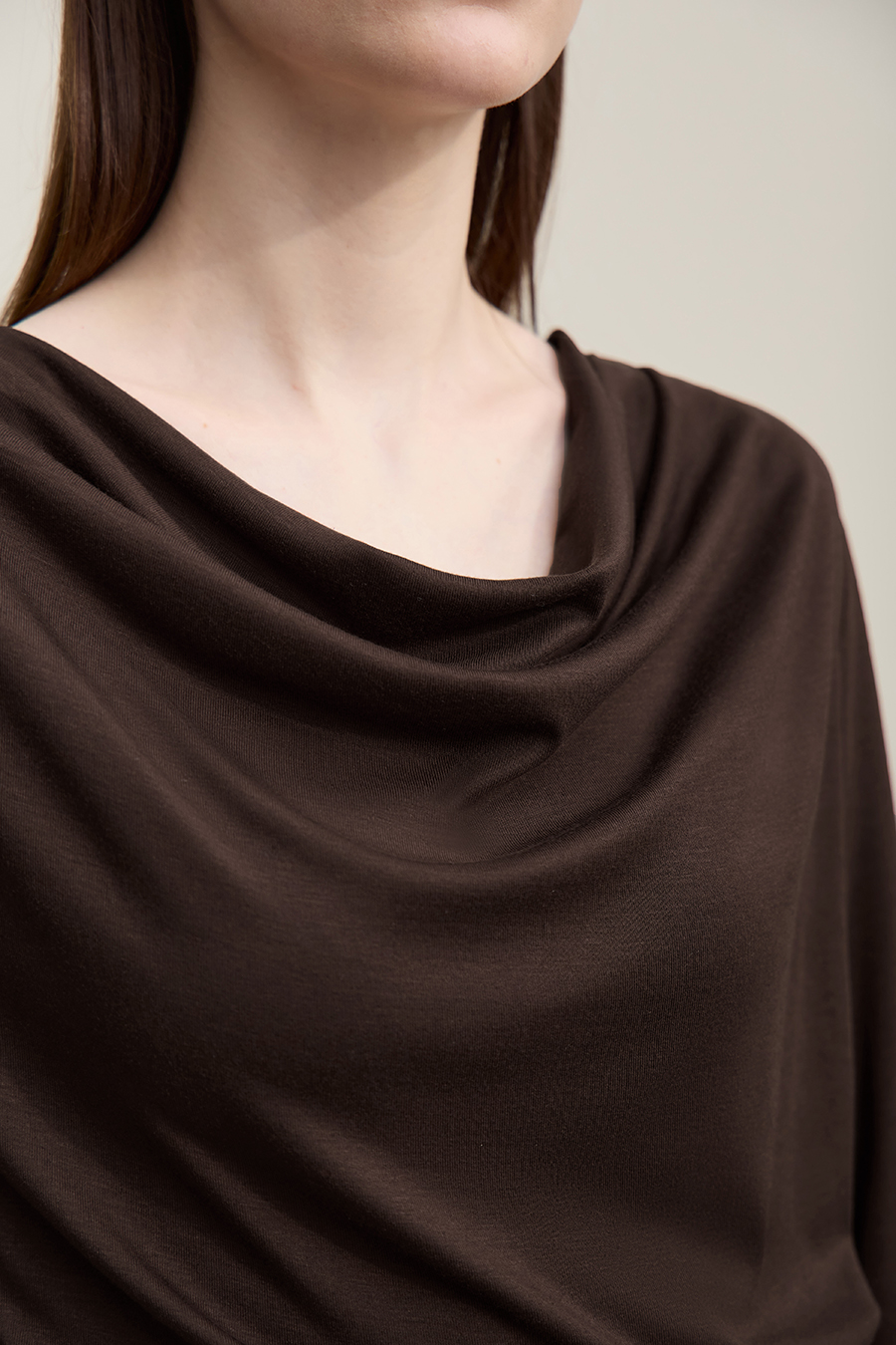 Versatile Cowl Neck Long Sleeve T-Shirt
