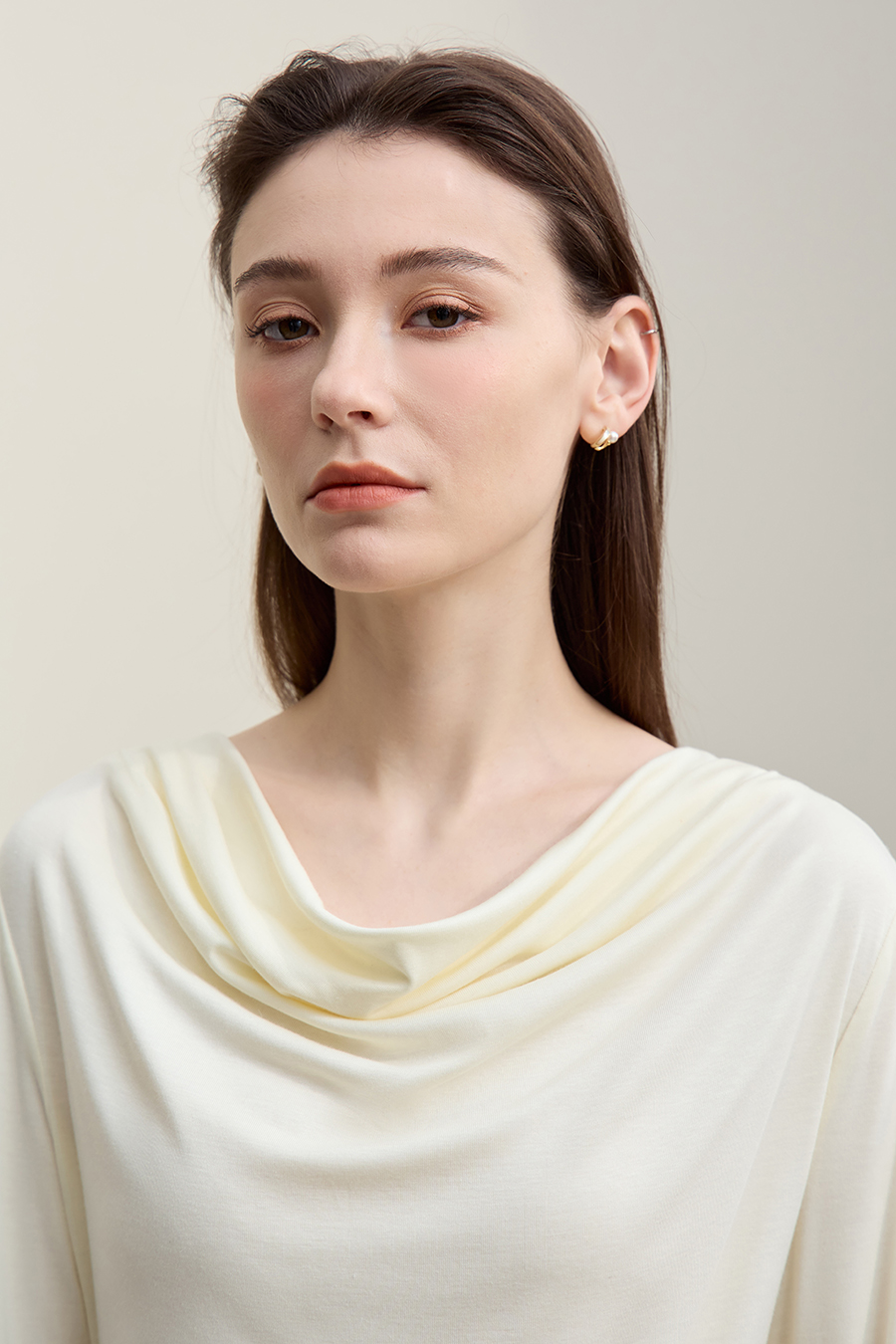 Versatile Cowl Neck Long Sleeve T-Shirt