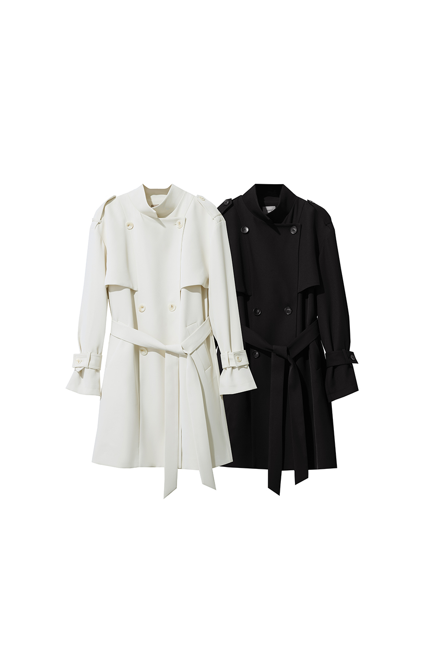 Belted double-breasted trench coat|AMII