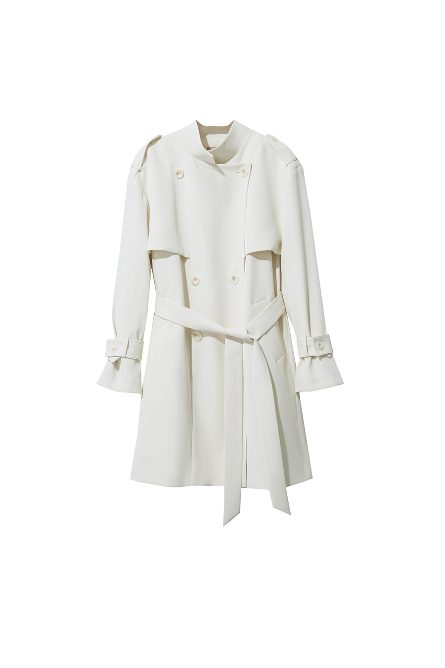 Belted double-breasted trench coat|AMII