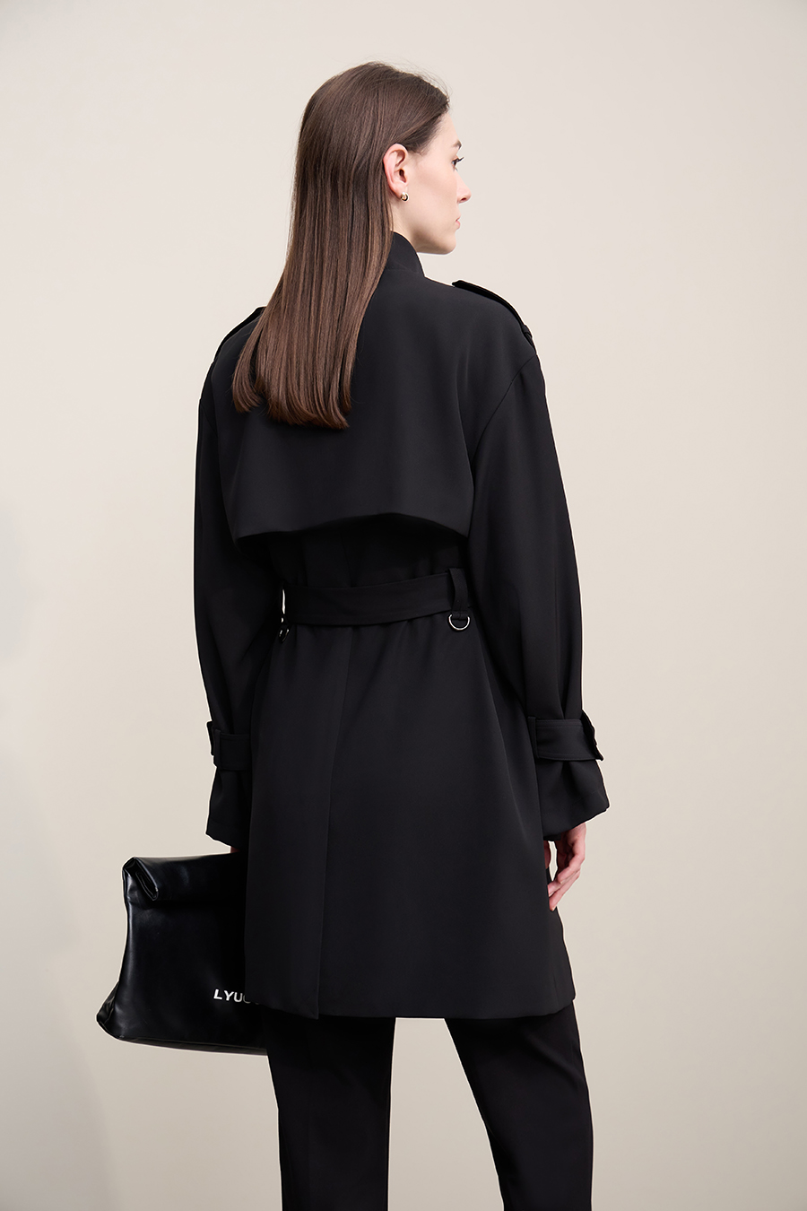 Belted double-breasted trench coat|AMII