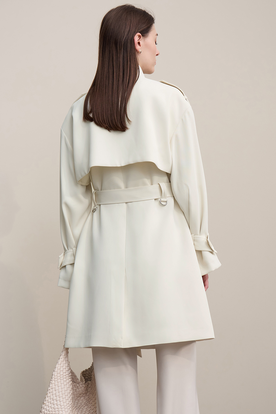 Belted double-breasted trench coat|AMII