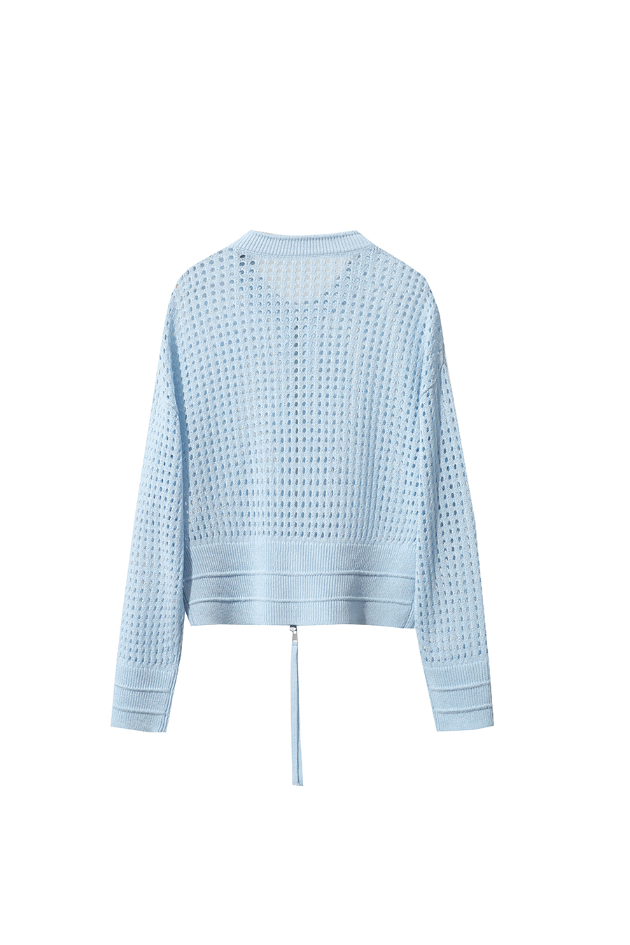 Zip-Up Hollow Knitted Cardigan